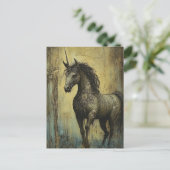 Dark Grunge Unicorn Postkarte (Stehend Vorderseite)