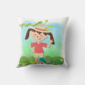 Dark Hair Girl auf Safari Kissen (Rückseite)