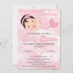 Dark Hair Girl Baby Shower Einladung