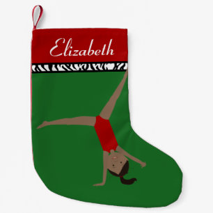 Dark Hair Gymnast Personalized Christmas Kleiner Weihnachtsstrumpf