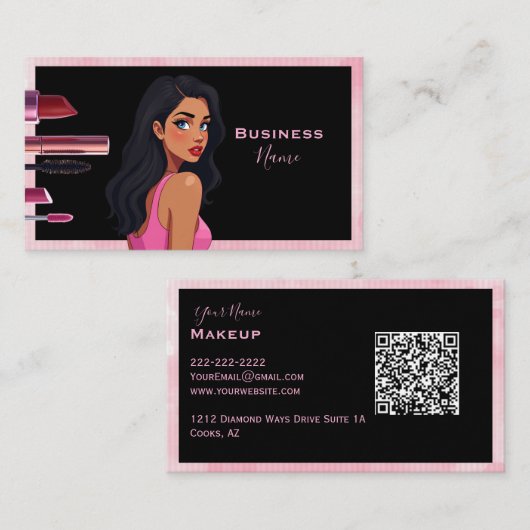 Dark Haired Makeup Lady Visitenkarte (Vorne/Hinten)