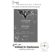 Dark Halloween Glam Bat & Diamonds Wedding Einladung
