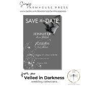 Dark Halloween Glam Bat & Diamonds Wedding Save The Date