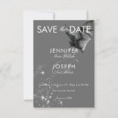 Dark Halloween Glam Bat & Diamonds Wedding Save The Date (Vorderseite)