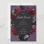 Dark Halloween Glam Floral Lila Bridal Brunch Einladung (Vorderseite)