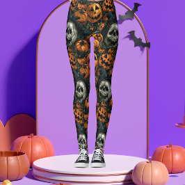 Dark Halloween Pumpkin Leggings
