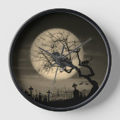 Dark Halloween Raven Gothic Wall Clock Uhr (Vorderseite)