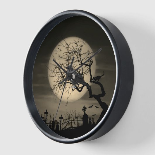 Dark Halloween Raven Gothic Wall Clock Uhr (Winkel)