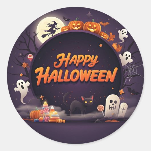 Dark Happy Halloween Runder Aufkleber (Vorderseite)