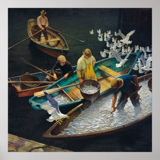 Dark Harbour Fishermen von Newell Convers Wyeth Poster (Vorne)