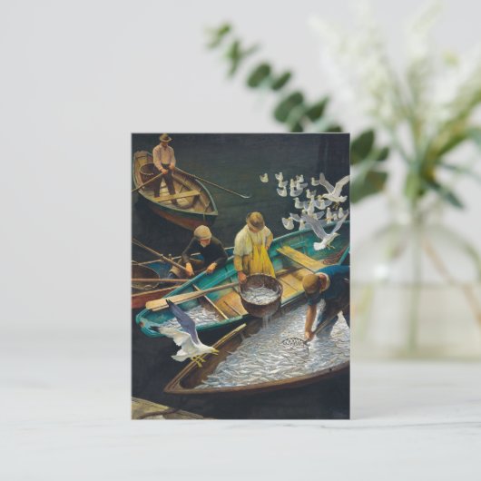 Dark Harbour Fishermen von Newell Convers Wyeth Postkarte (Stehend Vorderseite)