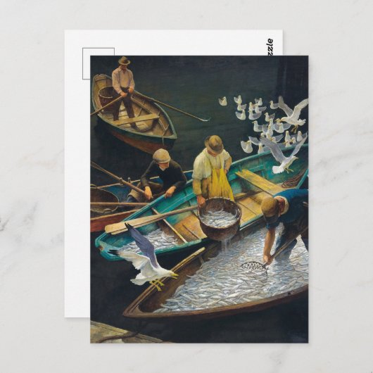 Dark Harbour Fishermen von Newell Convers Wyeth Postkarte (Vorne/Hinten)