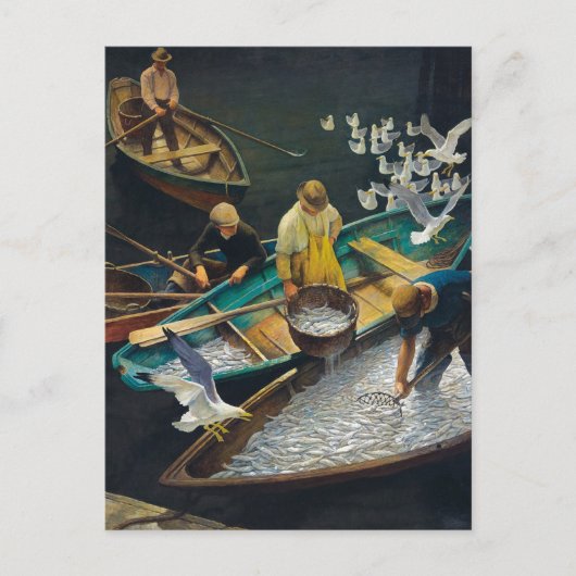 Dark Harbour Fishermen von Newell Convers Wyeth Postkarte (Vorderseite)