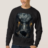 Dark Haunted Fantasy Corridor with Moonlit Sky Sweatshirt (Vorderseite)