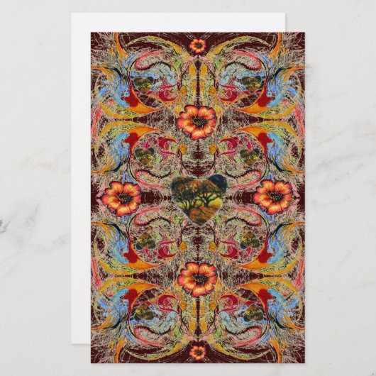 Dark Heart Fantasy Floral Scrapbook Handarbeit Pap Briefpapier (Vorne/Hinten)