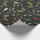 Dark Holiday Dots Holly Verlasse Weihnachten Geschenkpapier (Ecke)