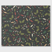 Dark Holiday Dots Holly Verlasse Weihnachten Geschenkpapier (Flach)