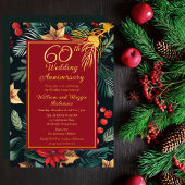 Dark Holiday Floral 60. Hochzeitstag Party Folieneinladung