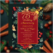 Dark Holiday Floral 75. Hochzeitstag Party Folieneinladung