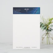 Dark Holographic 3D Medical Chrome Caduceus Briefpapier (Stehend Vorderseite)