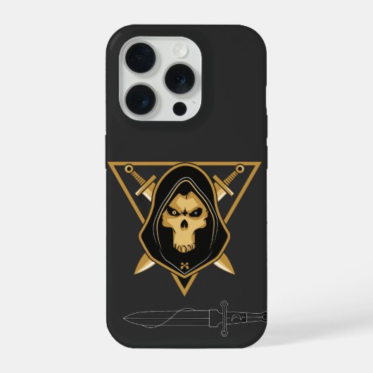 Dark Hooded Skull iPhone 15 Pro Hülle (Rückseite)