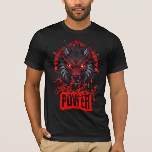 Dark Howl Power | Red Wolf Magic Art T-Shirt (Vorderseite)