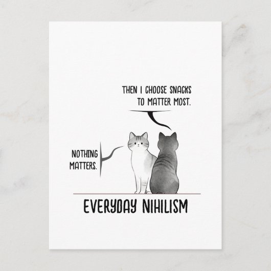 Dark Humor Cat Everyday Nihilism Quote Introvert  Postkarte (Vorderseite)
