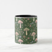 Dark Hunter Green Moody Fungi Seamless Pattern Tasse (Zentrum)