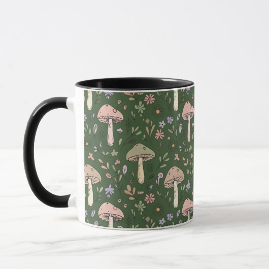Dark Hunter Green Moody Fungi Seamless Pattern Tasse (Links)
