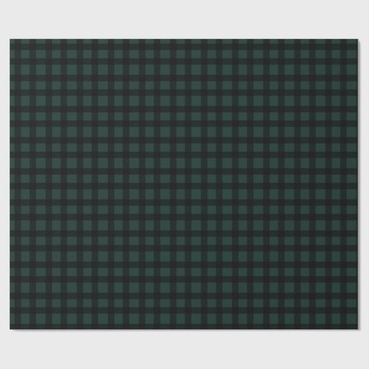 Dark Hunter Green und Black Gingham Kariert Geschenkpapier (Flach)