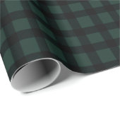 Dark Hunter Green und Black Gingham Kariert Geschenkpapier (Rolleneckpunkt)