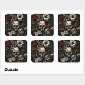 Dark Hütte Core Skulls und Blume Quadratischer Aufkleber (Blatt)