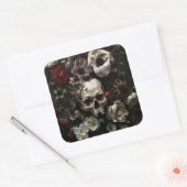 Dark Hütte Core Skulls und Blume Quadratischer Aufkleber (Umschlag)