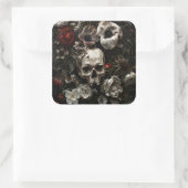 Dark Hütte Core Skulls und Blume Quadratischer Aufkleber (Tasche)