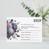 Dark Hydrangea Blumengotik Halloween RSVP Karte (Stehend Vorderseite)