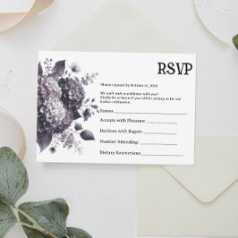Dark Hydrangea Blumengotik Halloween RSVP Karte