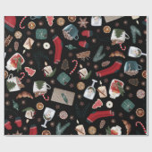 Dark Hygge Weihnachtsmuster Geschenkpapier (Flach)