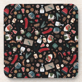 Dark Hygge Weihnachtsmuster Getränkeuntersetzer