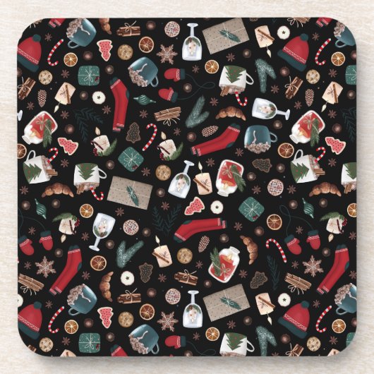Dark Hygge Weihnachtsmuster Getränkeuntersetzer (Vorderseite)