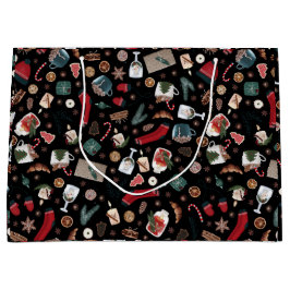 Dark Hygge Weihnachtsmuster Große Geschenktüte