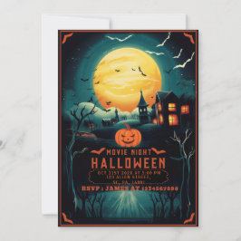 DARK ILLUSTRATION SPOOKY HALLOWEEN FILMNACHT EINLADUNG