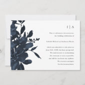 Dark Indigo Floral Wedding Postponement Ankündigung (Vorderseite)