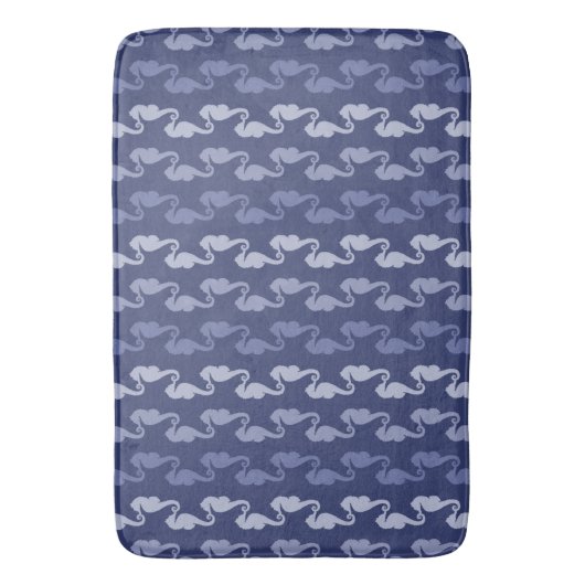 Dark Indigo Seepferd Stripes Bath Mat Badematte (Vorderseite Vertikal)