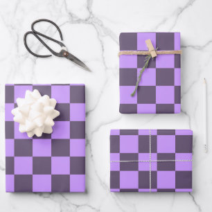 Dark Indigo und Blass Violet Checkerboard Geschenkpapier Set