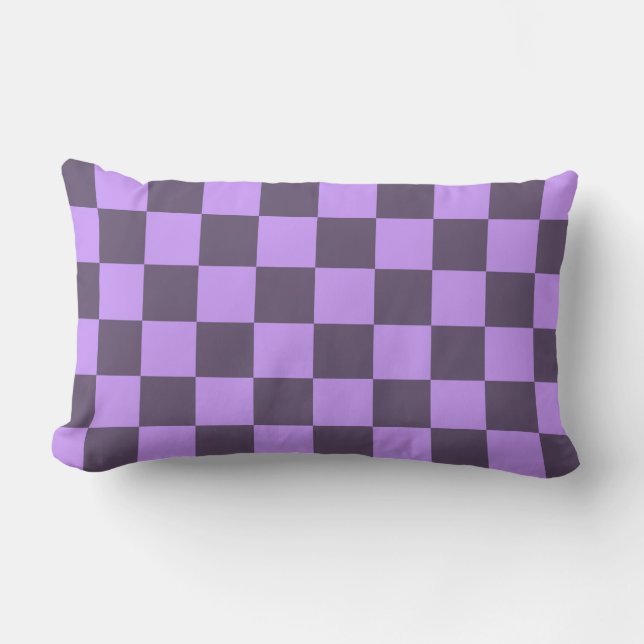 Dark Indigo und Blass Violet Checkerboard Lendenkissen (Vorderseite)