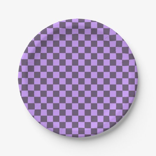 Dark Indigo und Blass Violet Checkerboard Pappteller (Vorderseite)