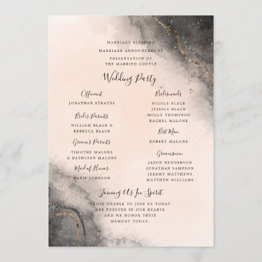 Dark Ink Wedding Program Programm (Rückseite)