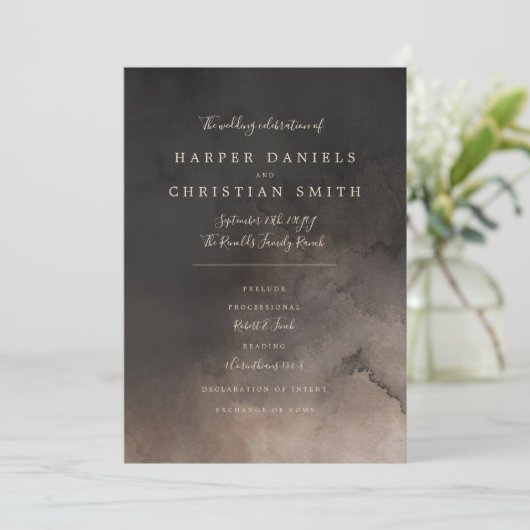 Dark Ink Wedding Program Programm (Stehend Vorderseite)