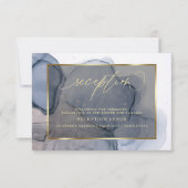 Dark Inky Dusty Blue Mauve Empfang Einladung (Vorderseite)