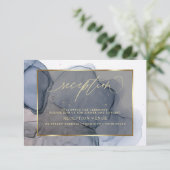 Dark Inky Dusty Blue Mauve Empfang Einladung (Stehend Vorderseite)